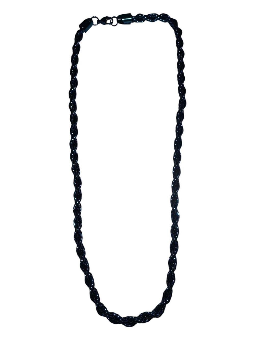 Royal Blue Rope Chain Necklace Men Women Stainless Steel 7mm 24 inch Twist